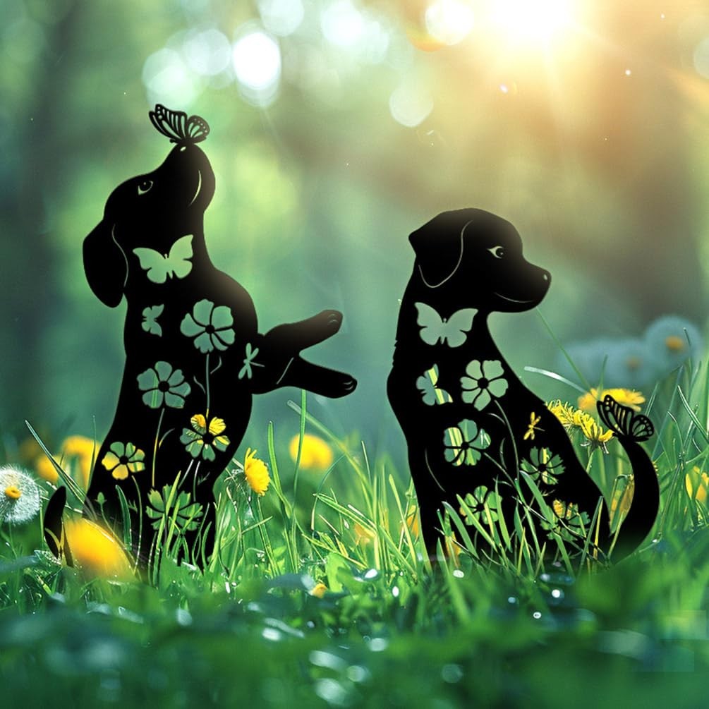 “17” Metal Dog Garden Stakes – Rust-Proof Outdoor Decor for Dog Lovers”