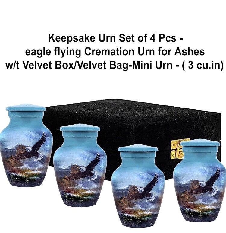 Keepsake urns for human ashes Set of 4 eagle flying size 2.75×2.75×3.75 inches.
