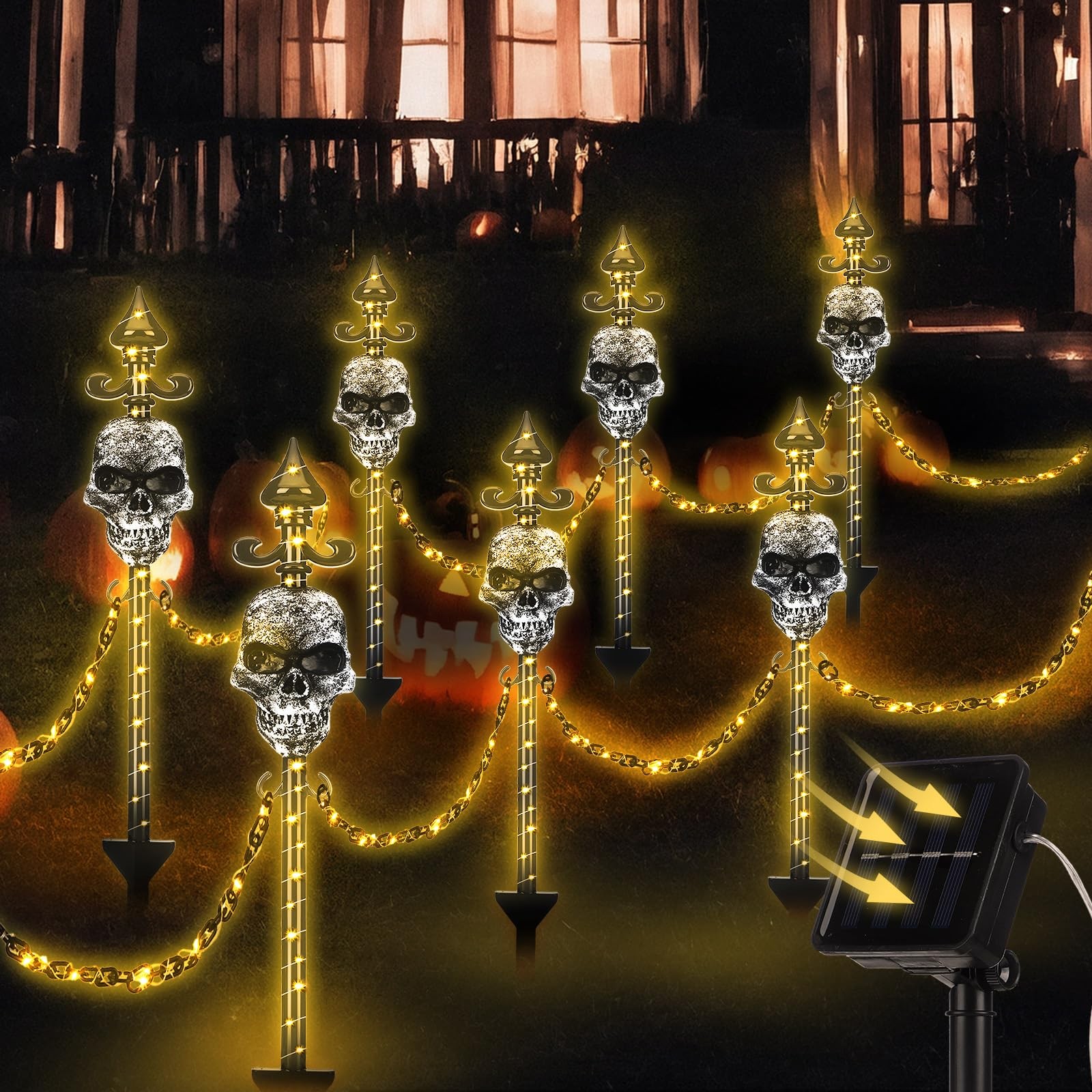 13 Set of Halloween Garden Fence with Solar Light Graveyard Decor Light up Ha…