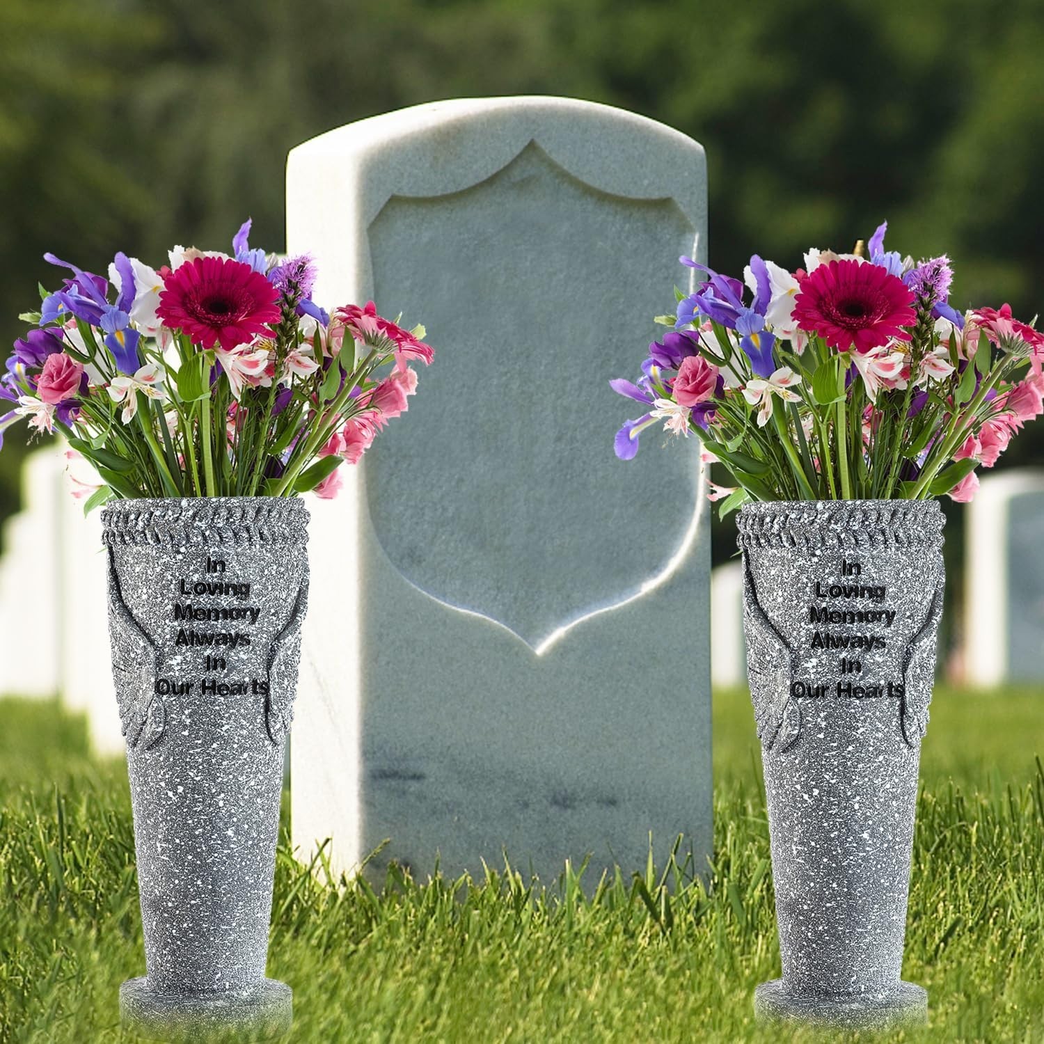 Angel Wings Cemetery Flower Vase Set – Memorial Gifts