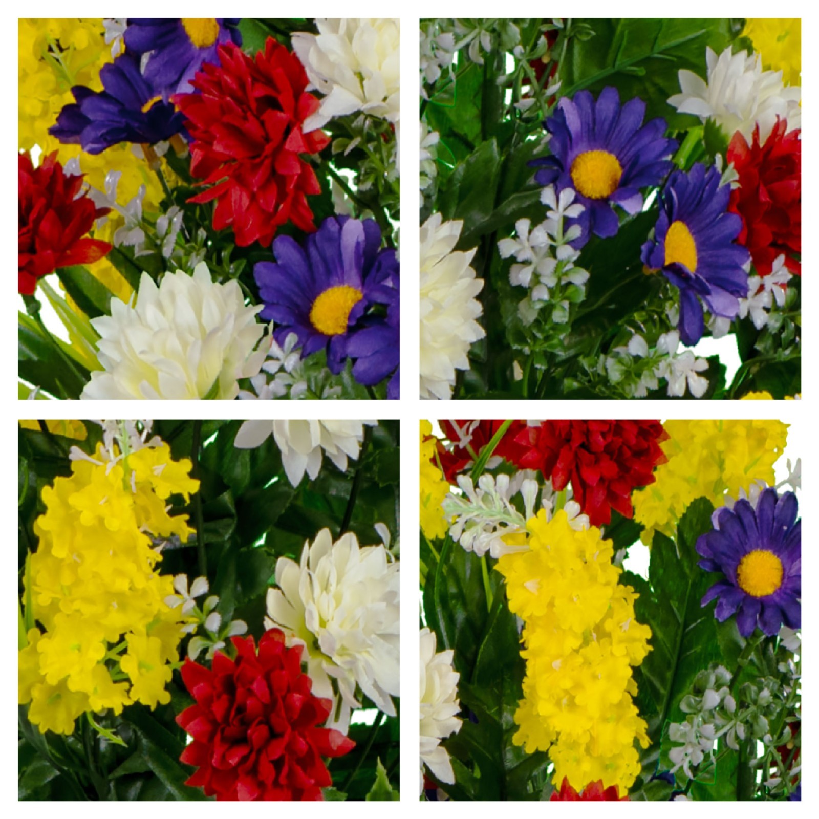 Artificial Cemetery Flowers – Yellow Red Wildflowers with Cemetery Vase Included