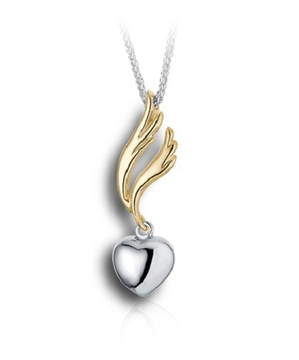 Sterling Silver & 10kt Gold Shooting Star Funeral Cremation Urn Pendant