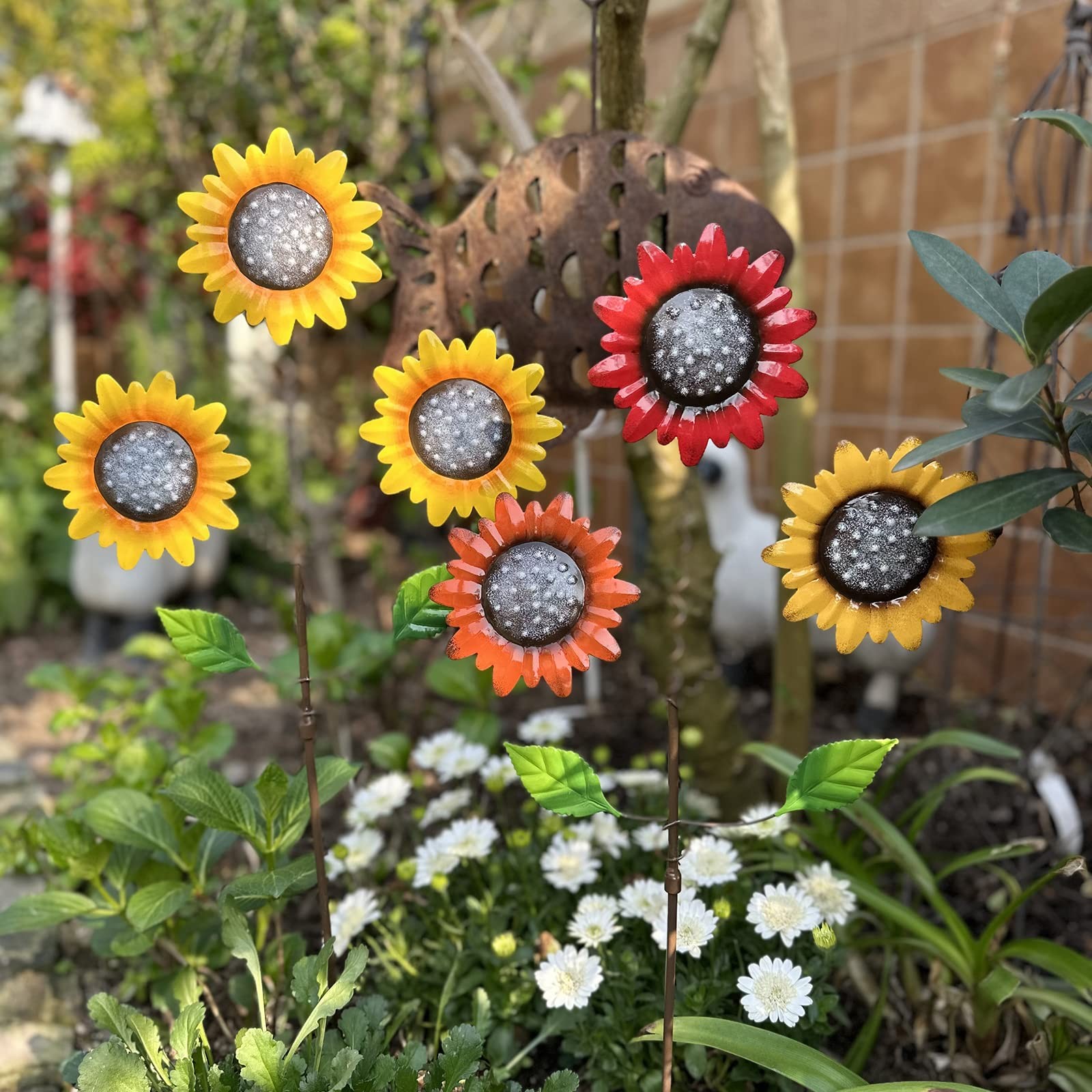 “2 Pack Metal Sunflower Garden Stakes – 29.5 Inch Decorative Yard Art”