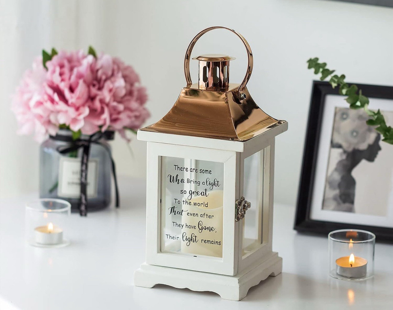Memorial Lantern With LED Candle, Sympathy Gift Loss of Loved One, Bereavement