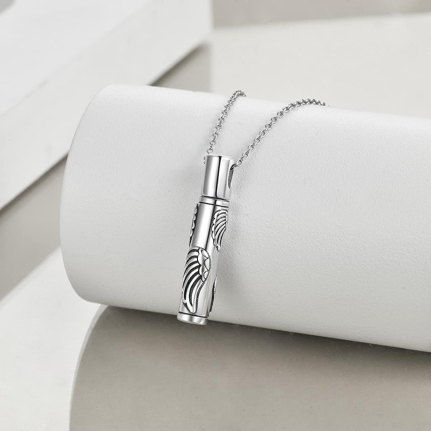 Sterling Silver Cremation Urn Necklace for Ashes Keepsake Memorial Urn Pendant