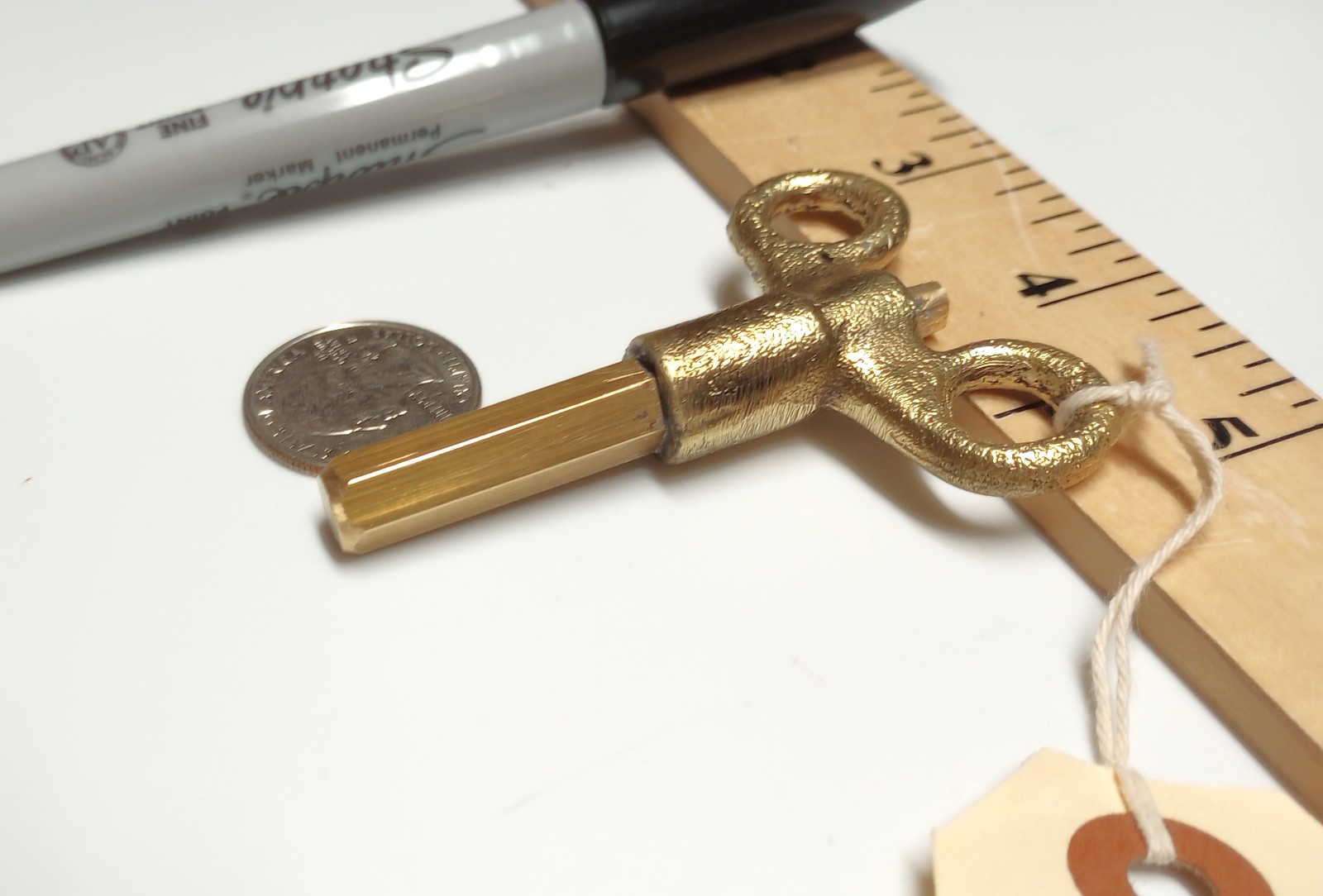 Yellow Brass Pocket Casket Key / Coffin Key