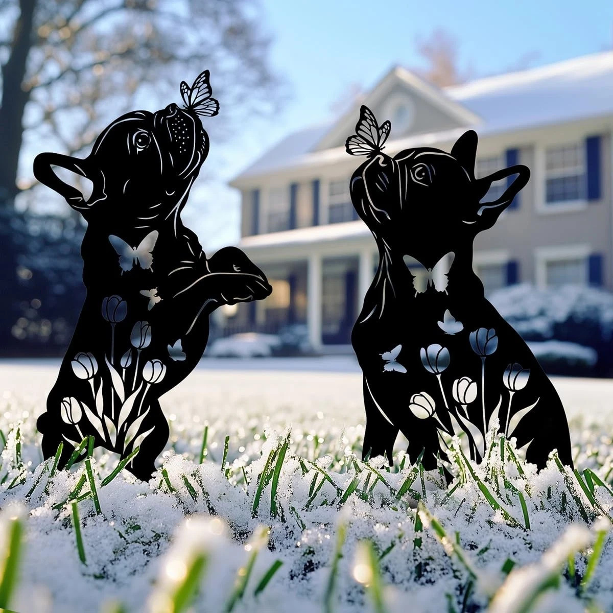 Metal Dog Garden Decor for Outside, French Bulldog Gift for Dog Lovers, Rust …
