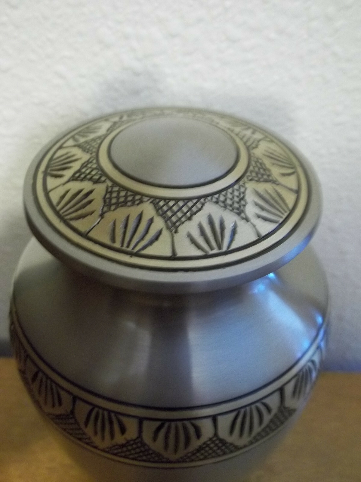 Pewter Athena w/Blk&Bronze Stylized Praying Hands~Brass Urn~6″~ 40 Lbs~Imperfect