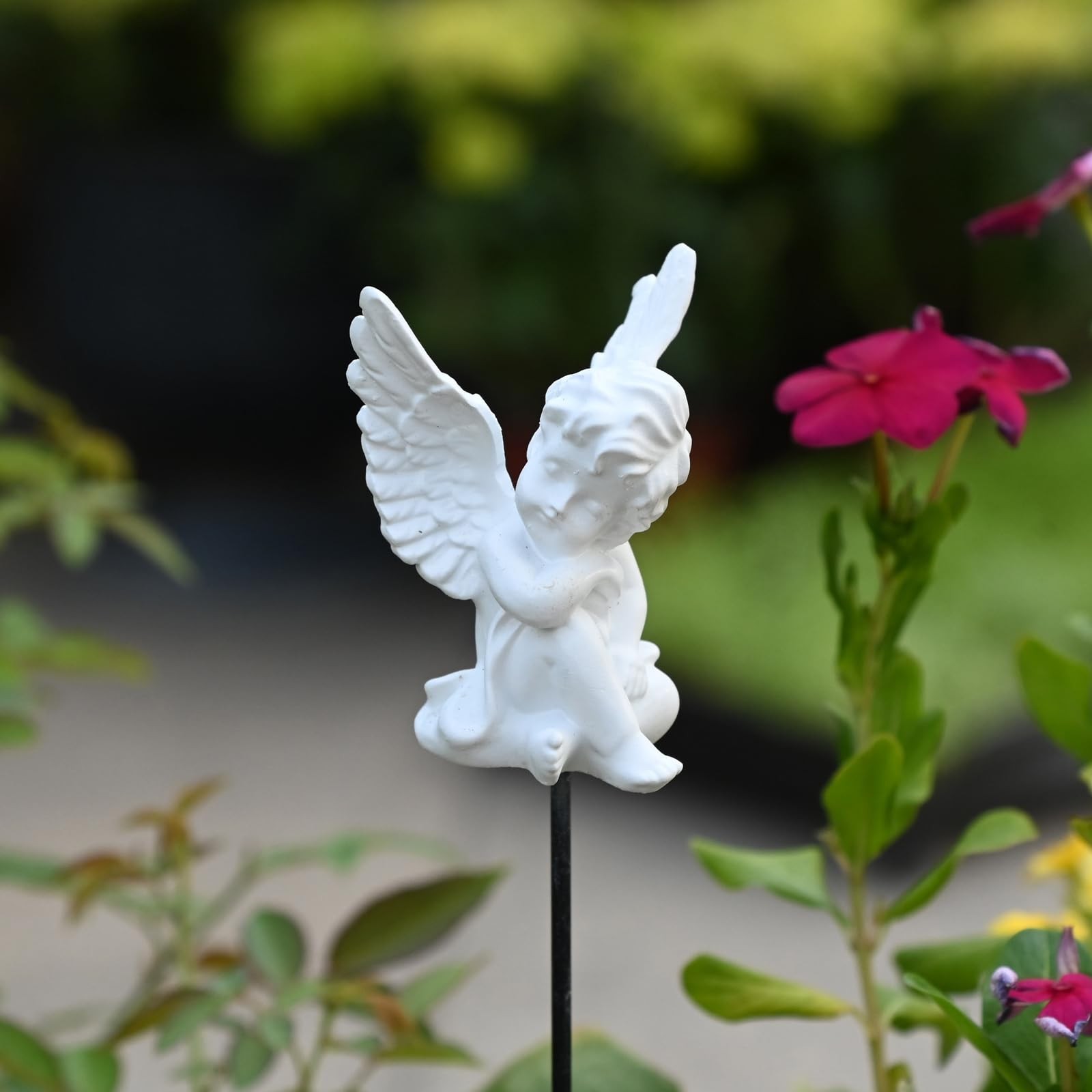 Decorative Garden Stakes Set Angel & Cherub Ornaments for Memorials and