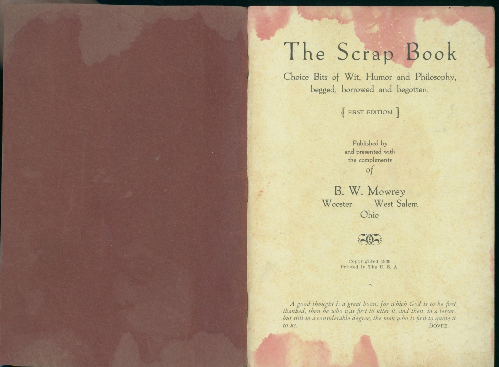 c1949 The Scrap Book Mowery Funeral Home Wooster OH ad Booklet Americana Essays