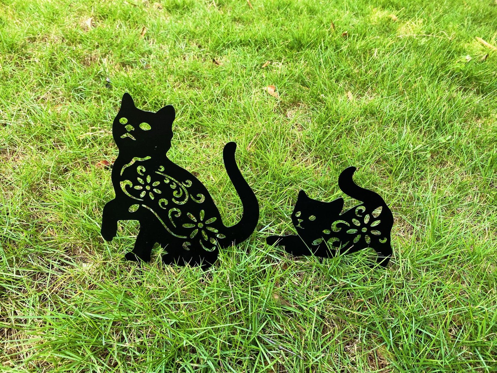 3 Pack Black Cat Garden Stake Decorative Metal Outdoor Yard Silhouette