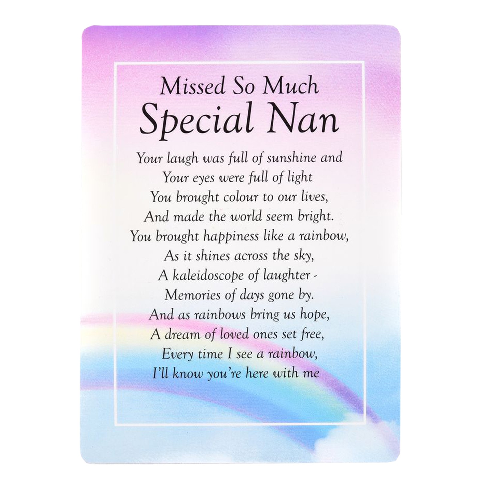 Graveside Memorial Card with Rainbow Missed So Much Special Nan