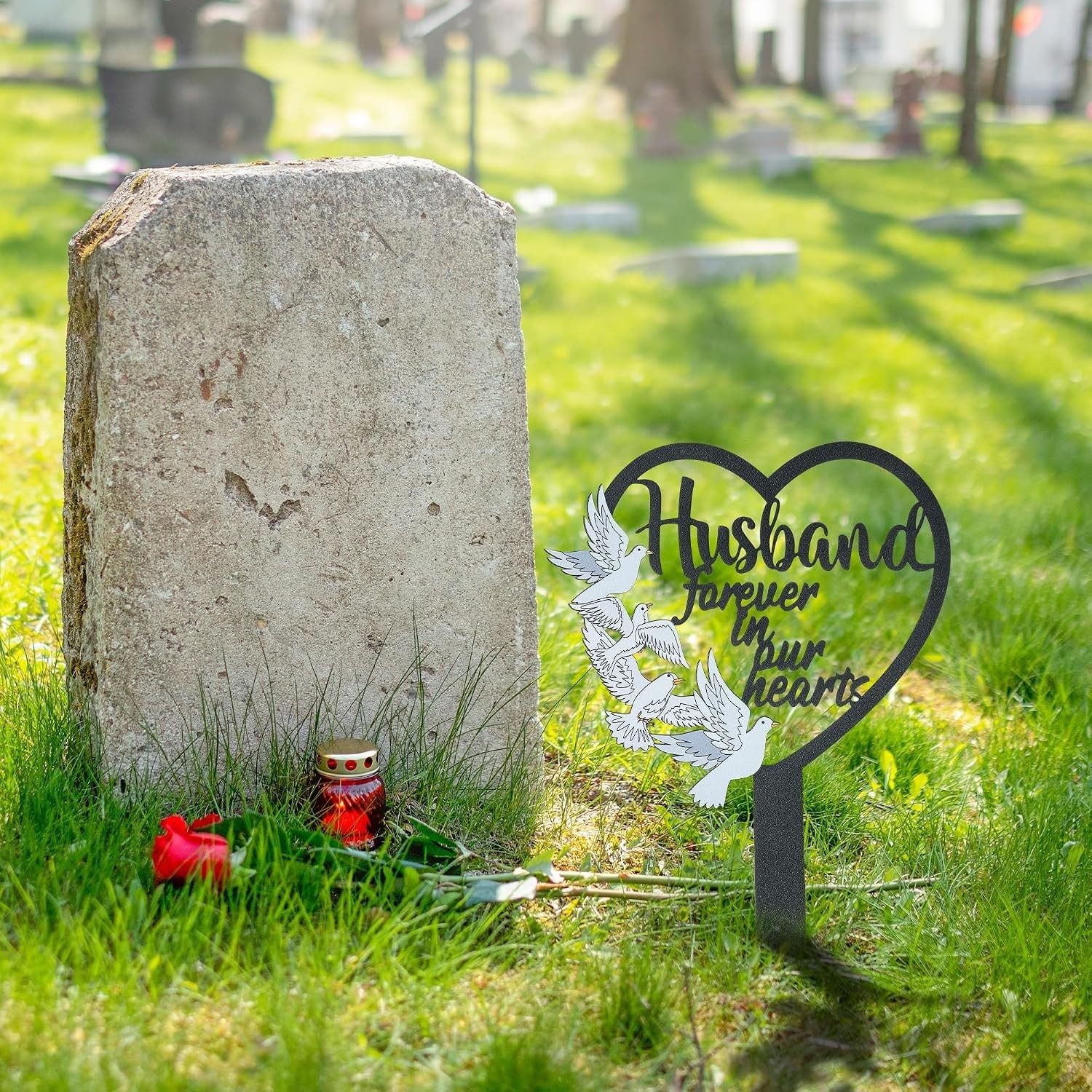 Dove-Embellished Husband Plaque – Durable Sympathy Sign for Graveyards 11×7.9