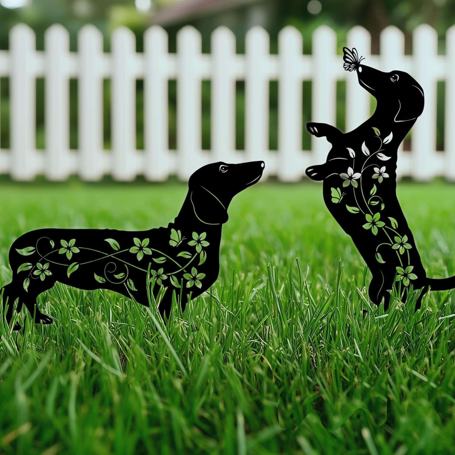 Dachshund Garden Decor Rust Proof Metal Stakes for Yard and Patio
