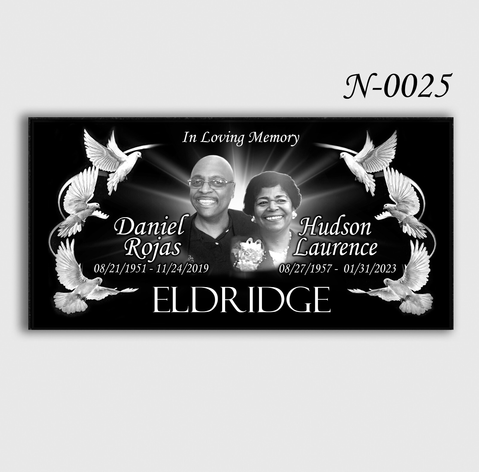Memorial Headstone 24x12x3/4 inches Human Grave Marker Tombstone Black Granite