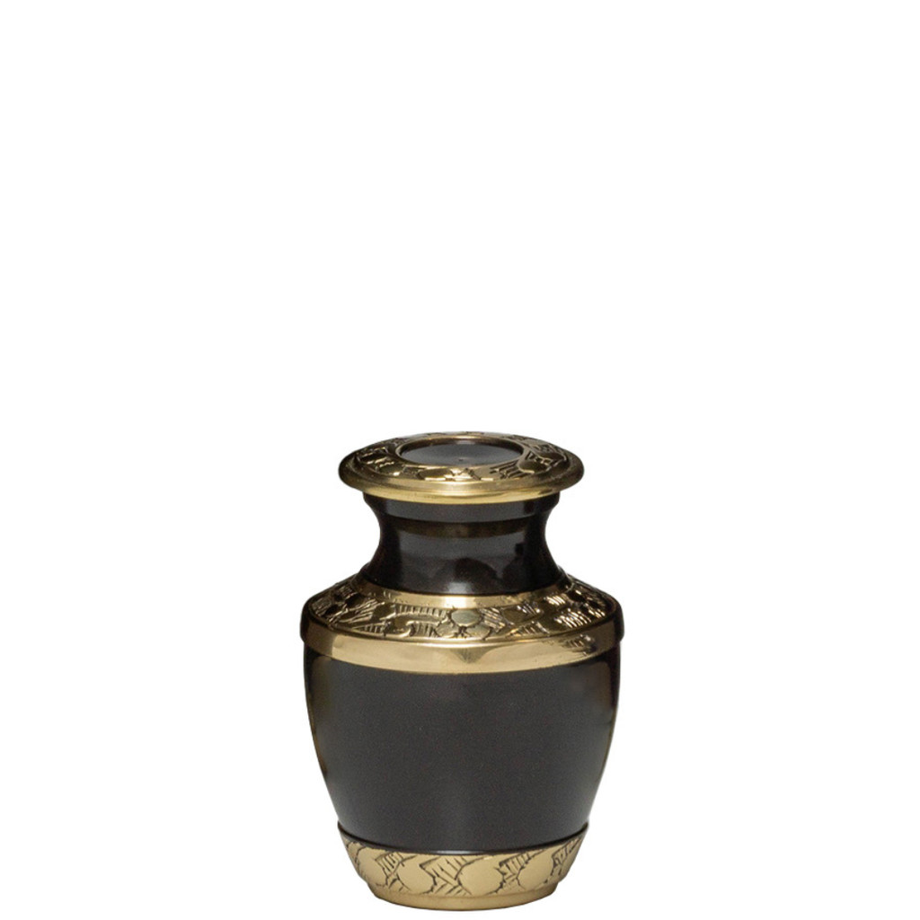 Small/Keepsake 3 Cubic Inches Mocha Brown Brass Funeral Cremation Urn for Ashes