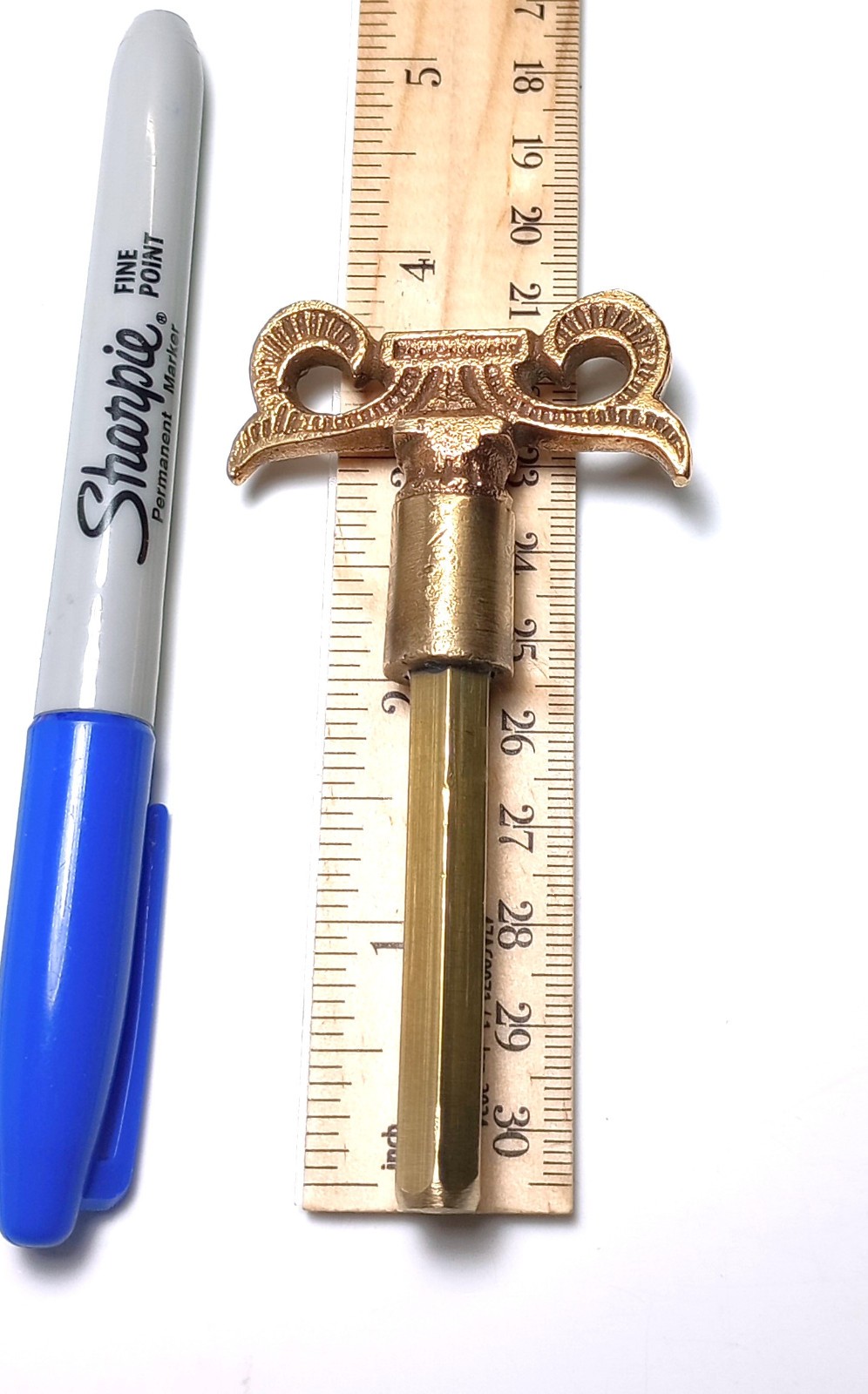Fancy Brass Pocket Casket Key / Coffin Key