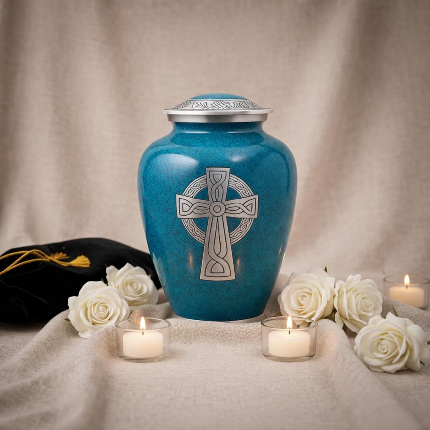 Engraved Cremation Urn for Human Ashes – Large Aluminum Funeral Urn for Adults (