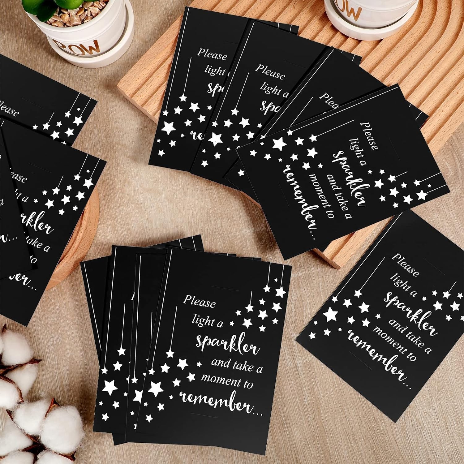 50 Pack Memorial Cards for Celebrations & Funerals – Double-Sided Black Star …