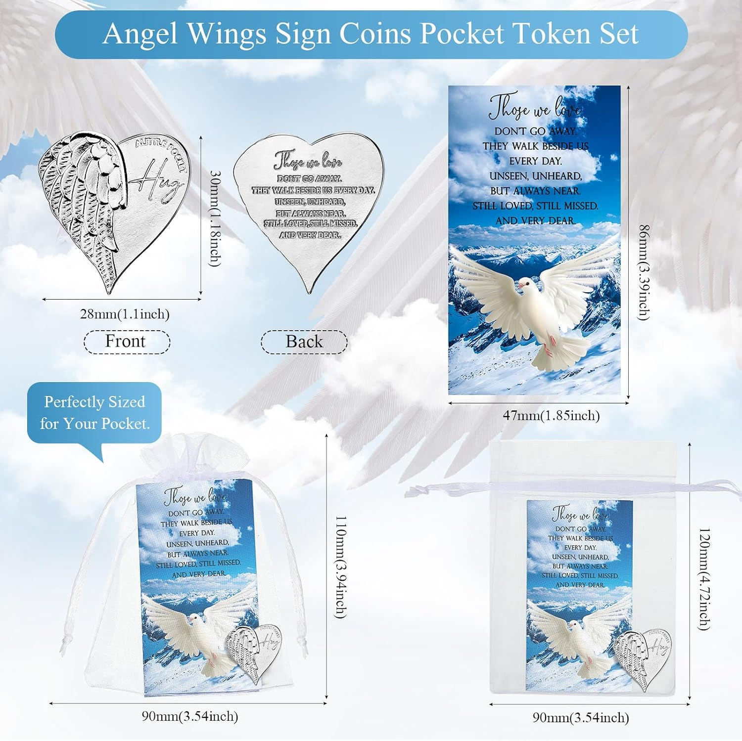 Sureio Funeral Favors for Celebration of Life Heart Pocket Hug Token