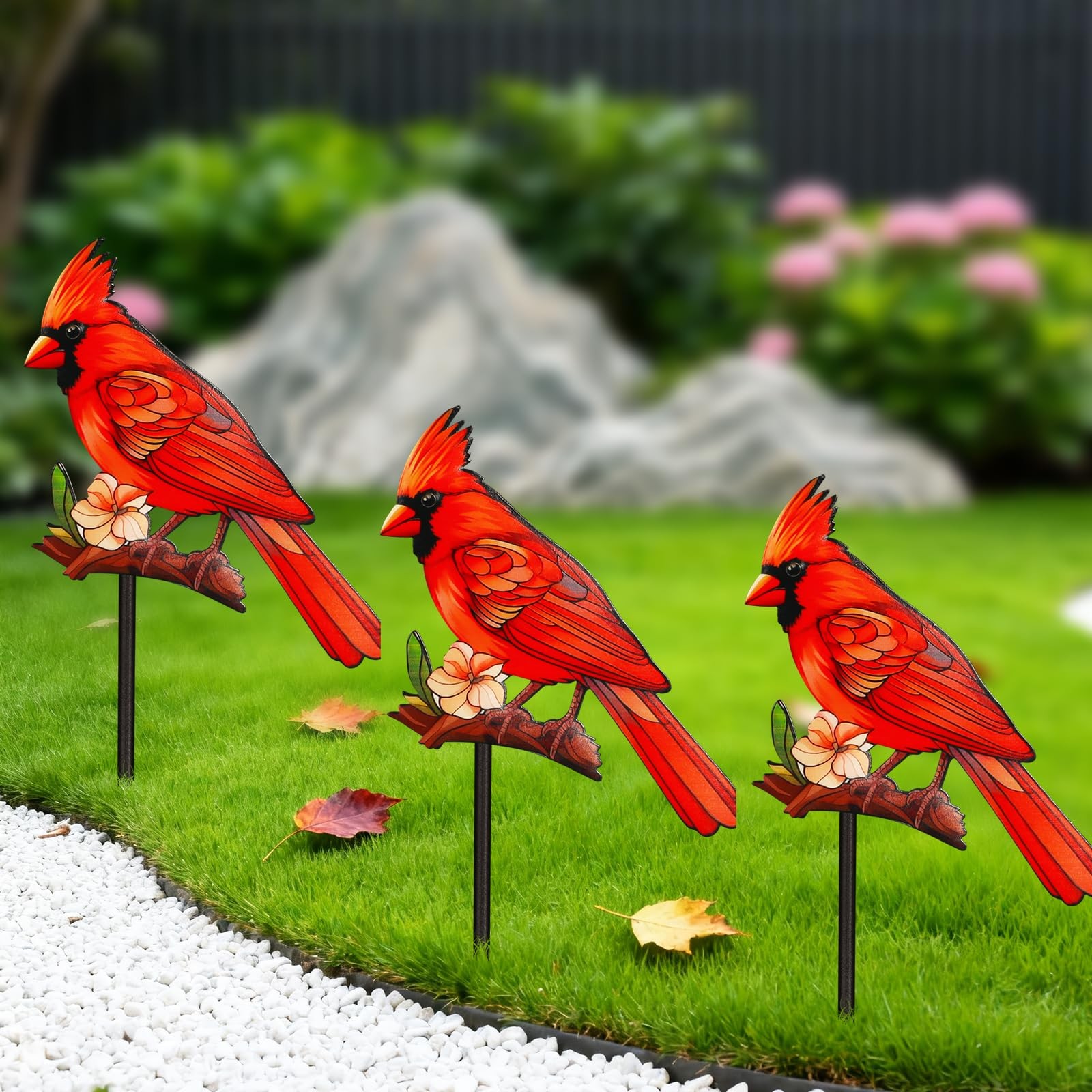 Decorative Garden Stakes with Cardinal Design Metal Yard Decorations for Outs…