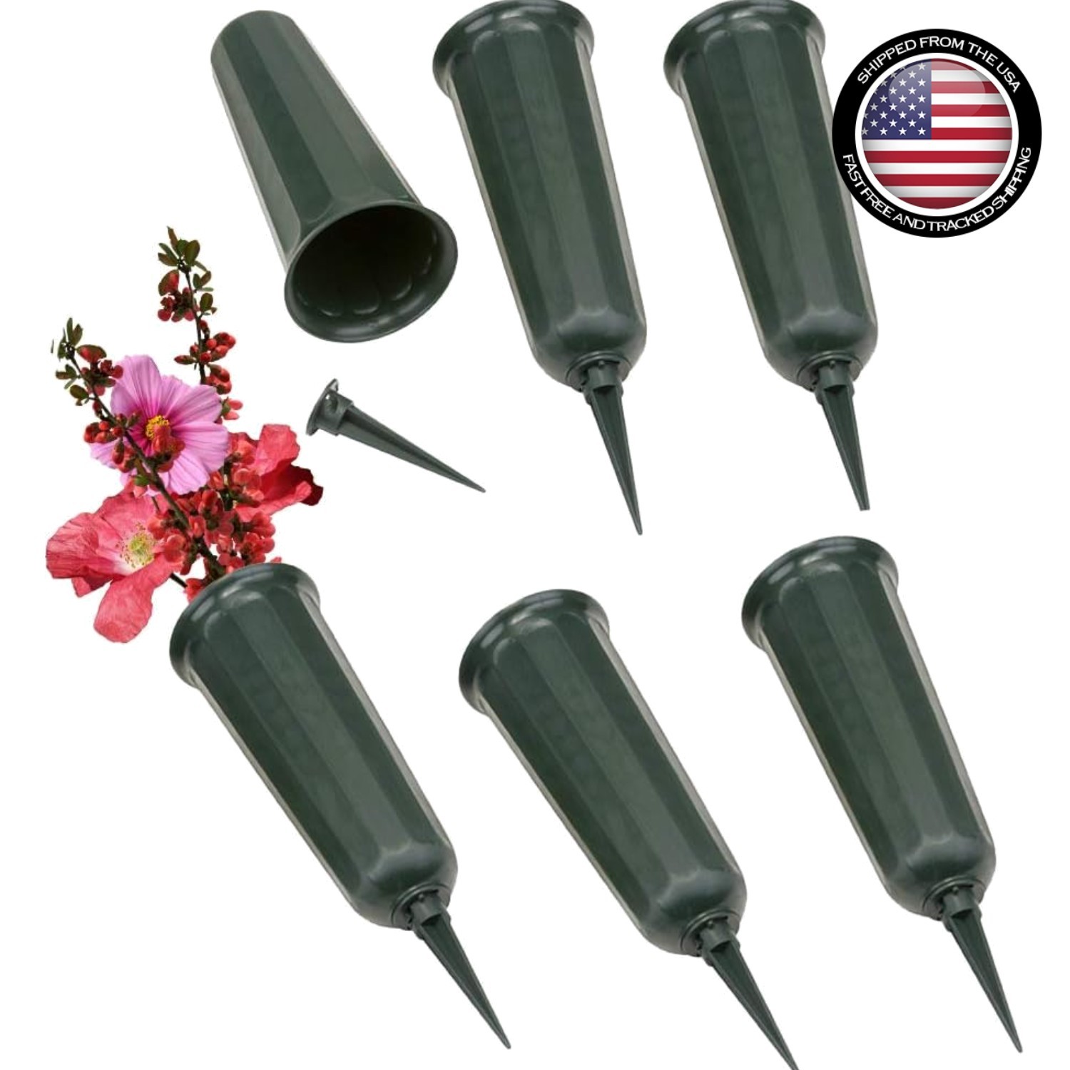Durable Cemetery Flower Holders – Set of 6 for Outdoor Floral Arrangements