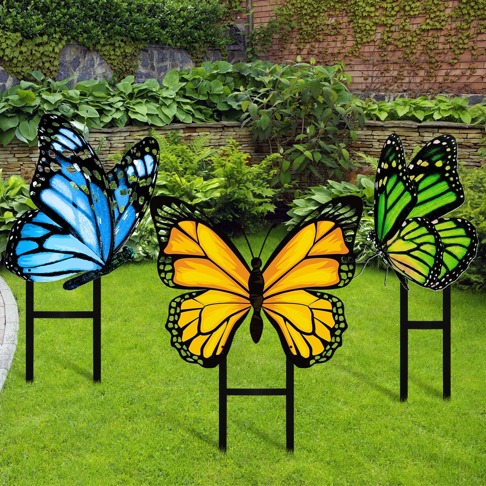 Metal Butterfly Garden Stakes – 16.5 Inch Decorative Outdoor Yard Art (3 Pcs)
