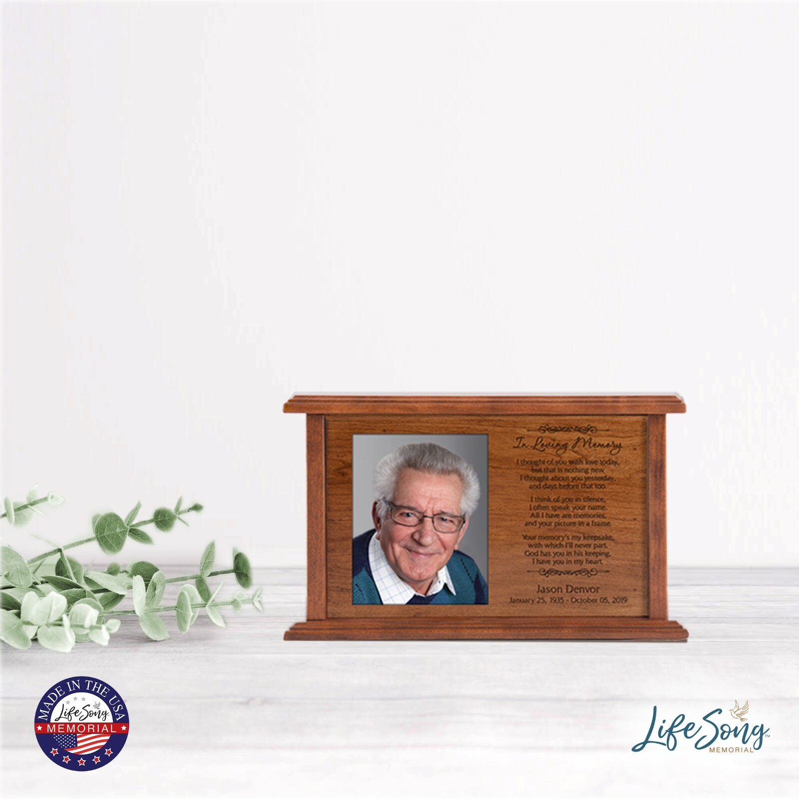 Custom Wooden Cremation Urn Box for Human Ashes 10.5×7.75in – In Loving Memory