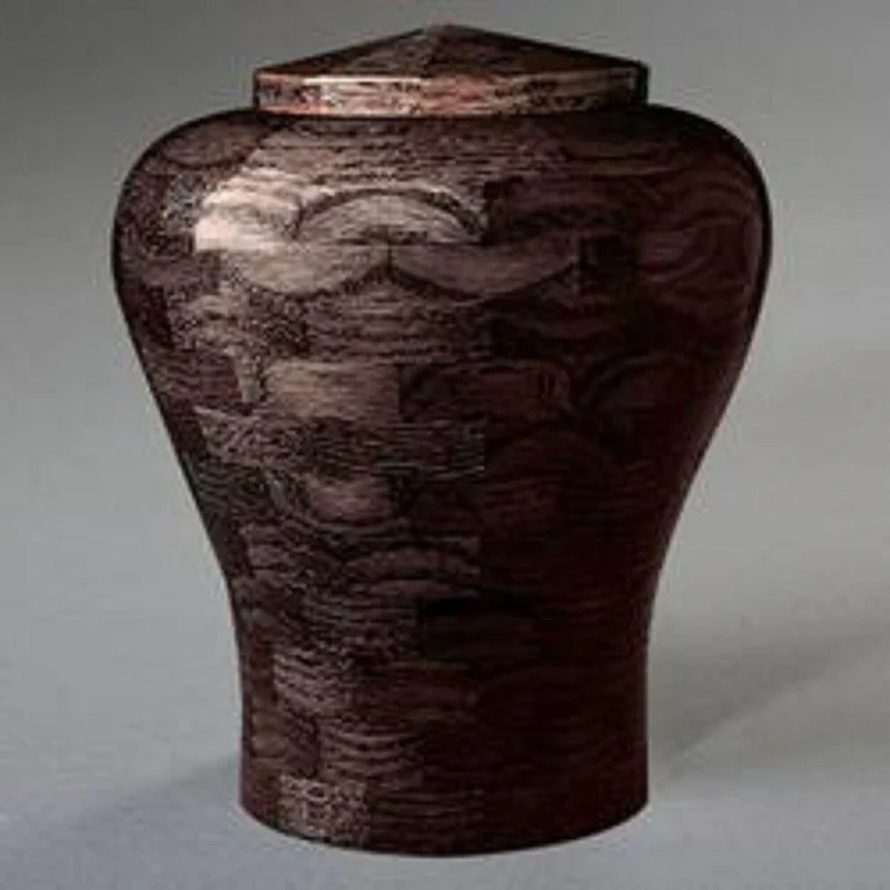 Lily Black Oak Wood Adult Funeral Cremation Urn, 190 Cubic Inches