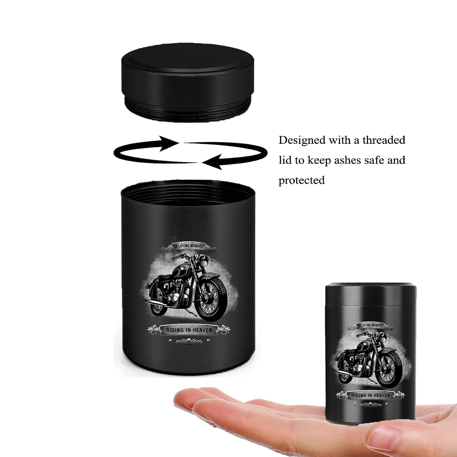Mini Cremation Urns for Adults 3/4 Inch Motorcycle Pattern Set of 4 Small Urns