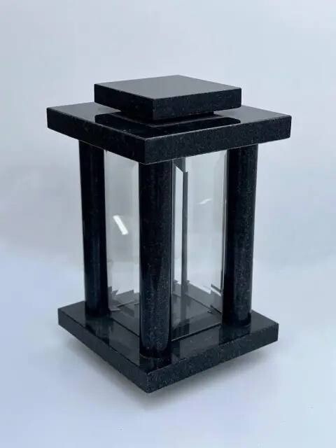 Premium Black Granite Cemetery Memorial Candle Lamp – Weatherproof, Handcrafted