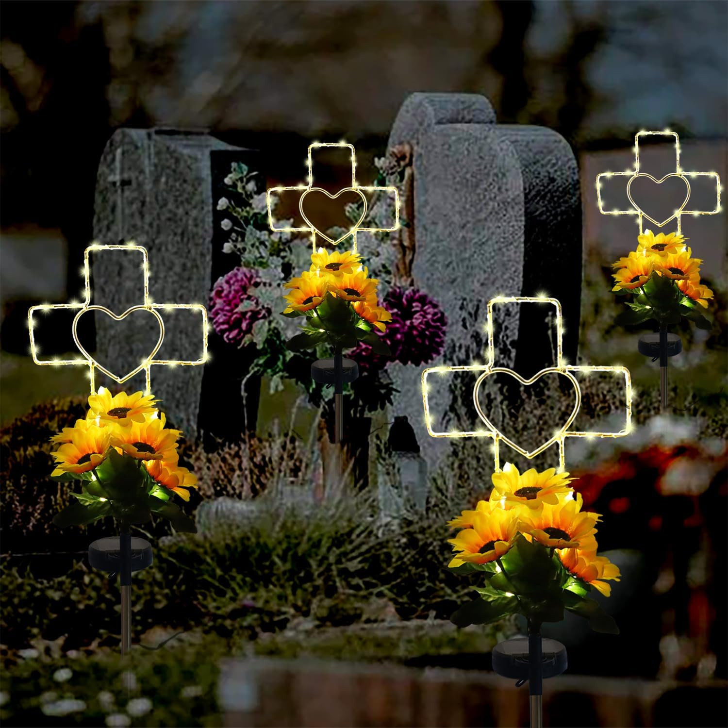 Solar Cross Cemetery Decorations for Grave, Memorial Sympathy Gift