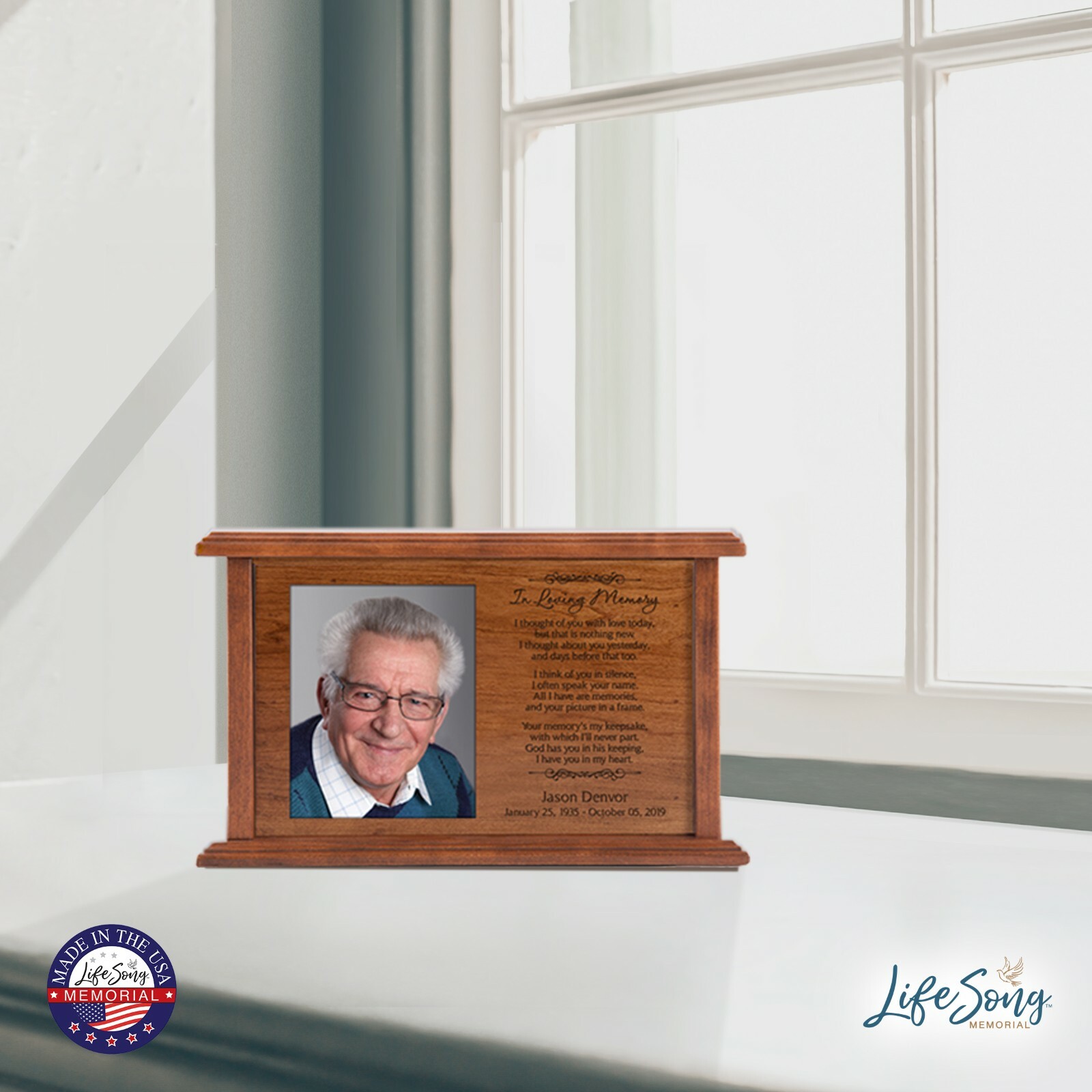 Custom Wooden Cremation Urn Box for Human Ashes 10.5×7.75in – In Loving Memory