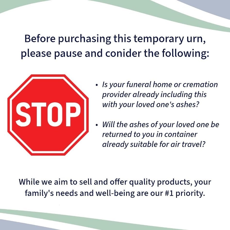 TSA Approved Travel Cremation Urn Kit Human Ashes 200 Cu In Airline Safe