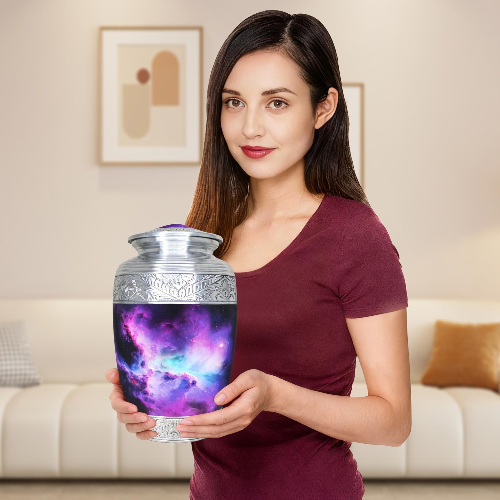 M MEILINXU Cremation Urns for Human Ashes Adult Female Large / Adult, Purple