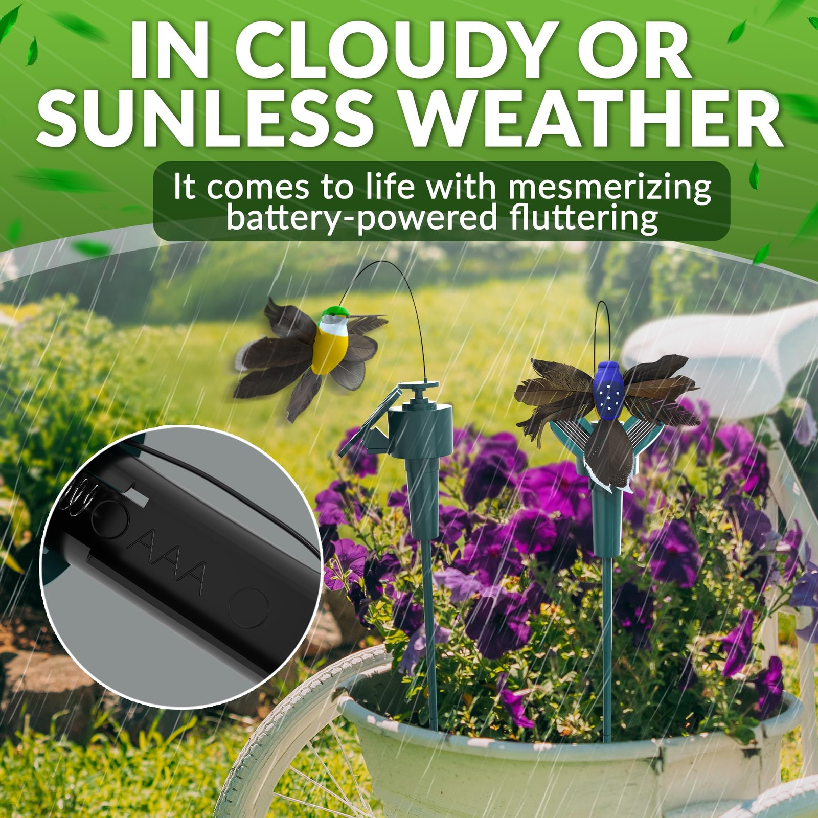 3Pcs Fluttering Solar Hummingbird, Hummingbird