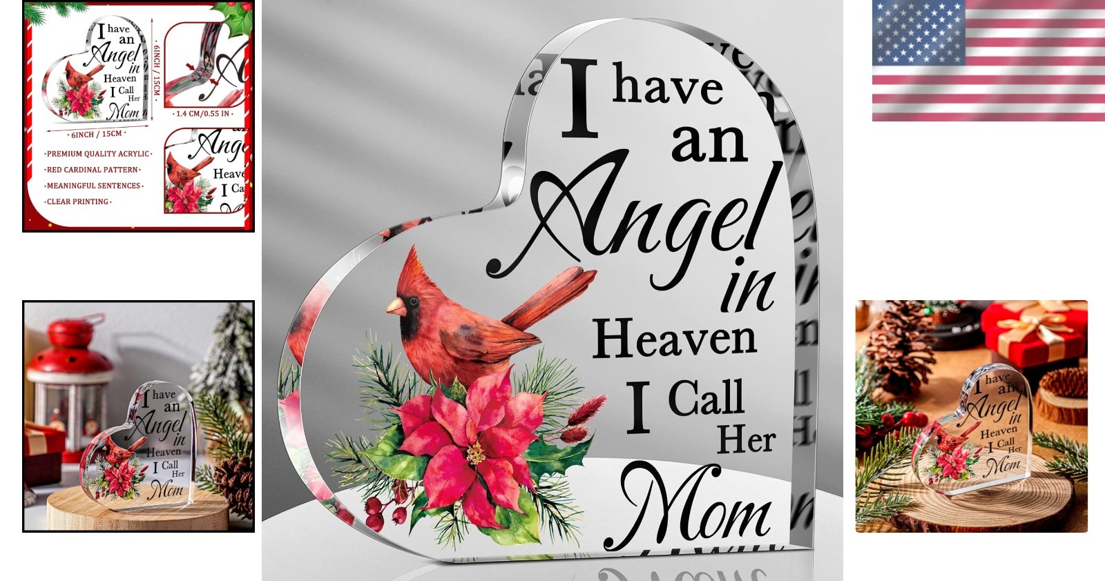 Durable 6 Inch Acrylic Cardinal Remembrance Decor – Gift for Mom in Heaven