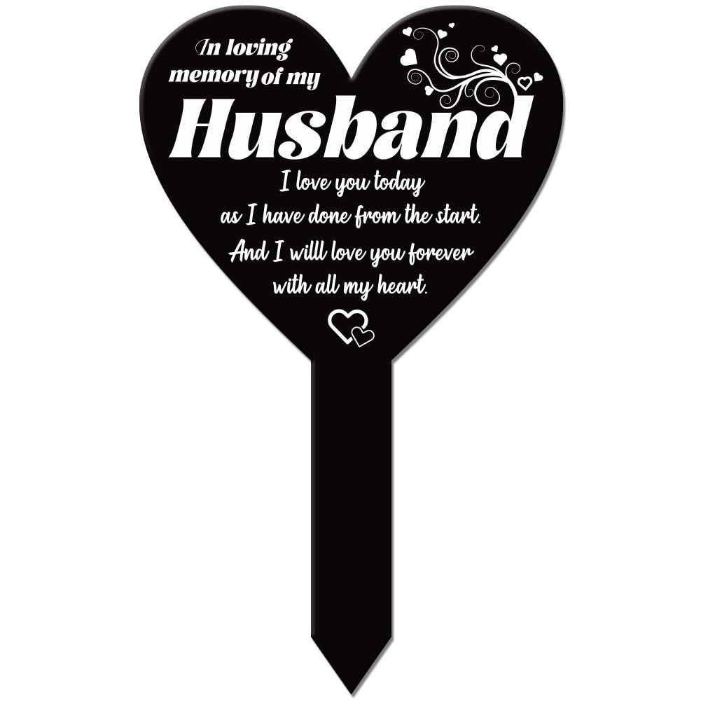 Heart Shaped Love Husband Garden Stake for Husband Memorial Remembrance Plaqu…