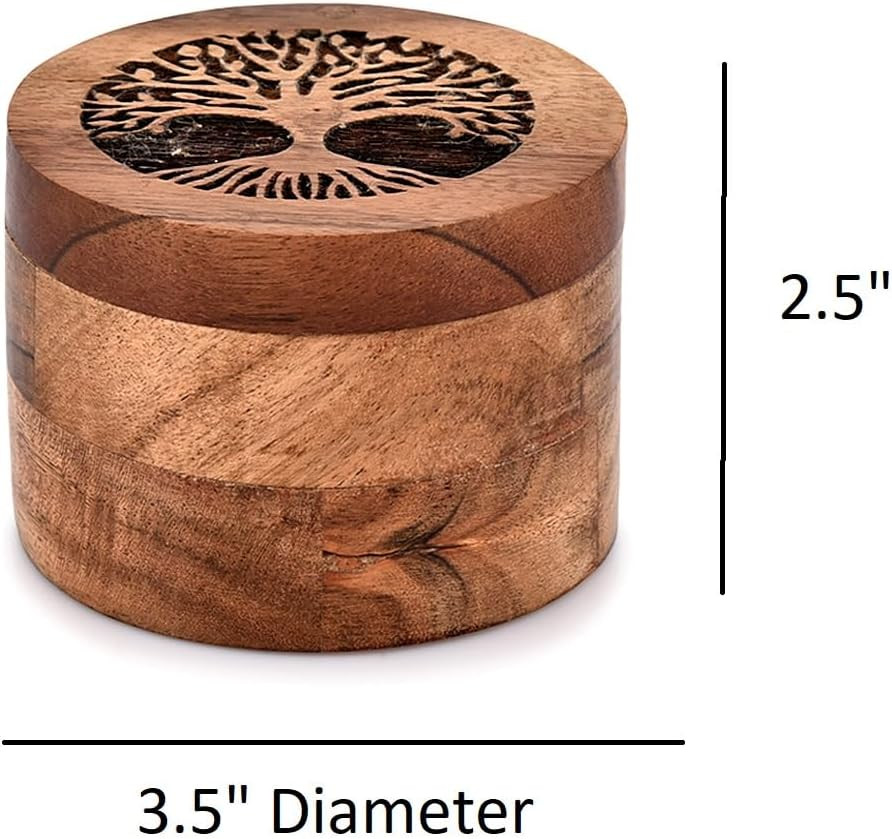 Handmade Acacia Wood Urn for Human Ashes, Tree of Life Wooden Box Urns for Ashes