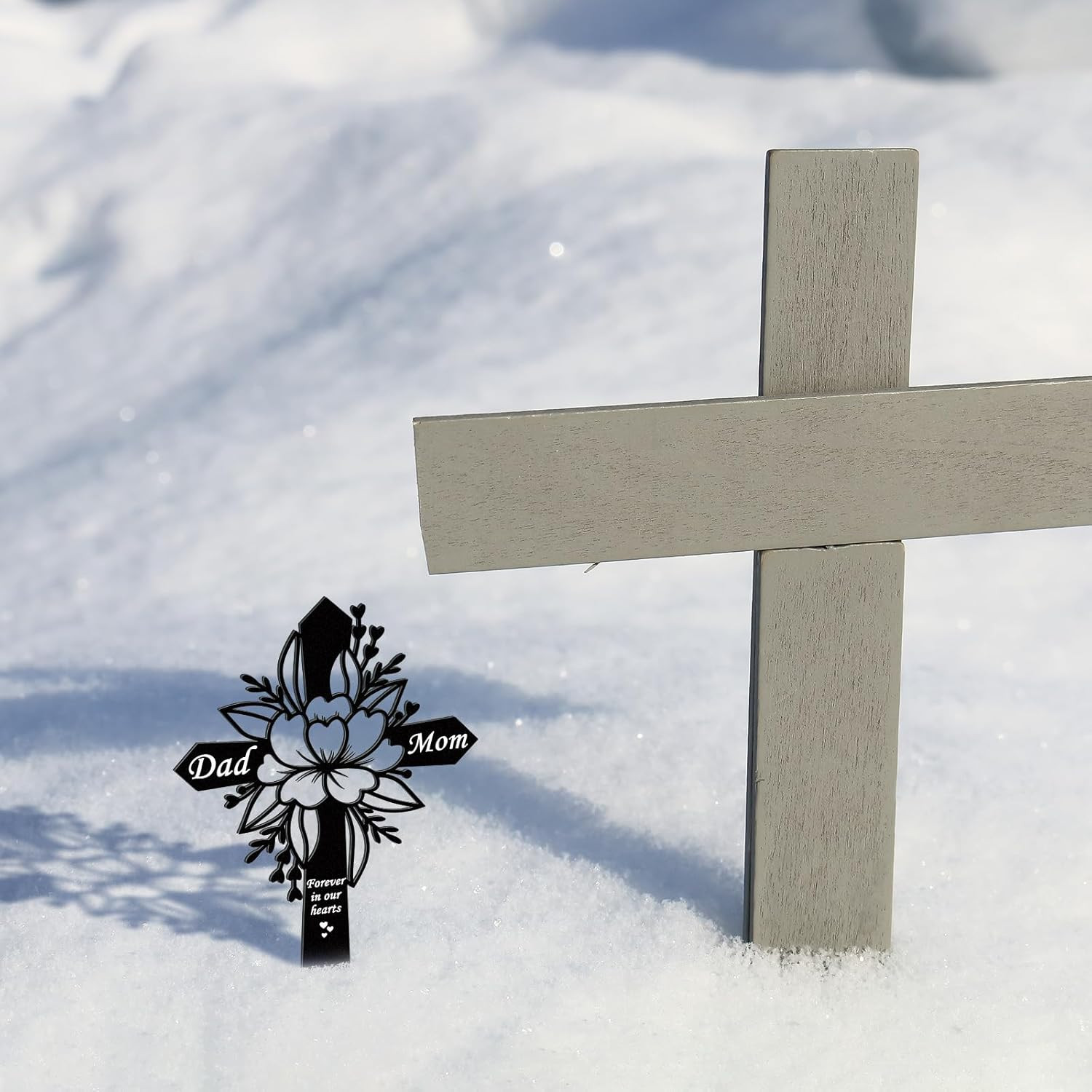 Dad and Mom Memorial Plaque Stake – Cemetery Flower Decorations – Metal Grave St