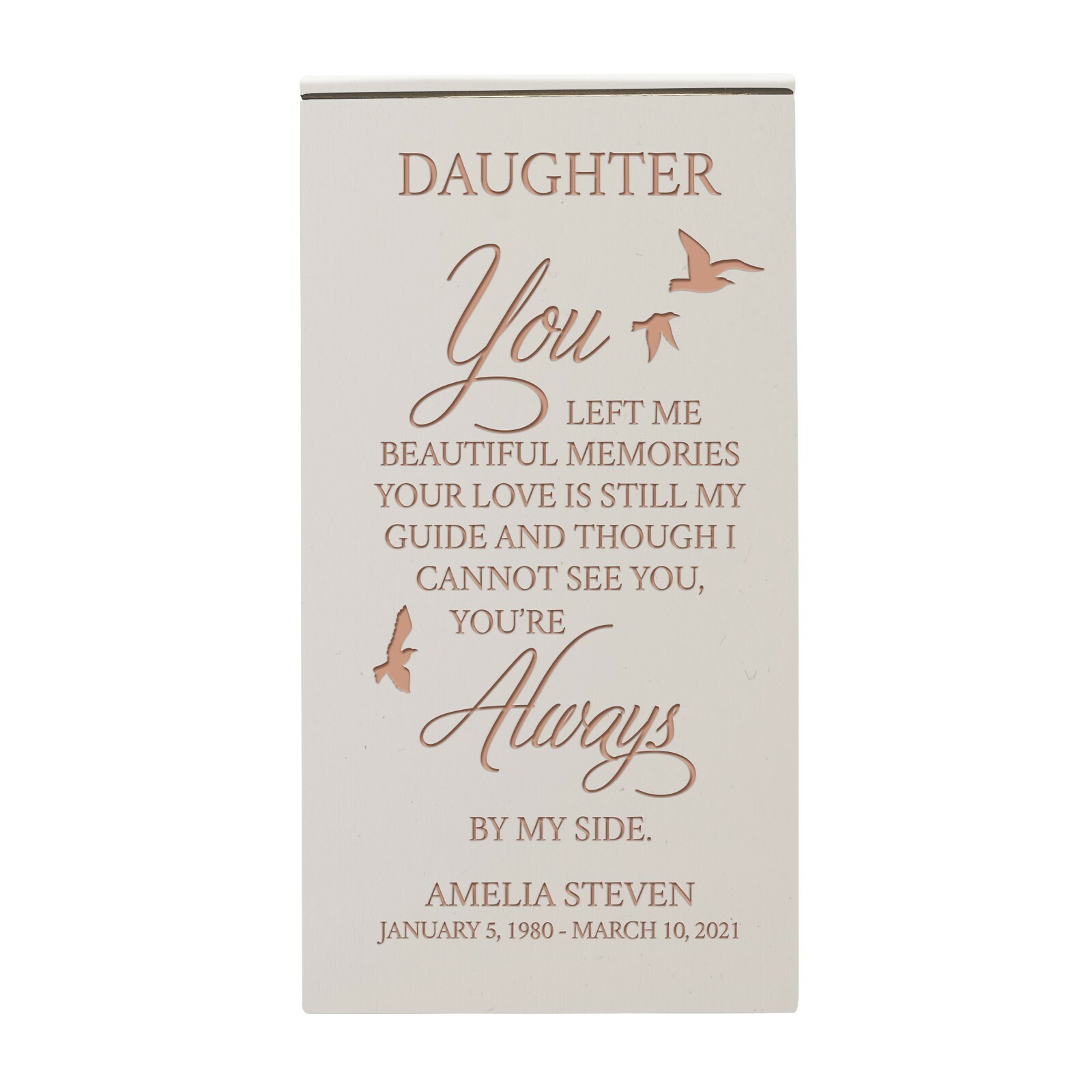 Custom Keepsake Box Urn for Human Ashes 4.5×4.5 Holds 100 cu in Always(Daughter)