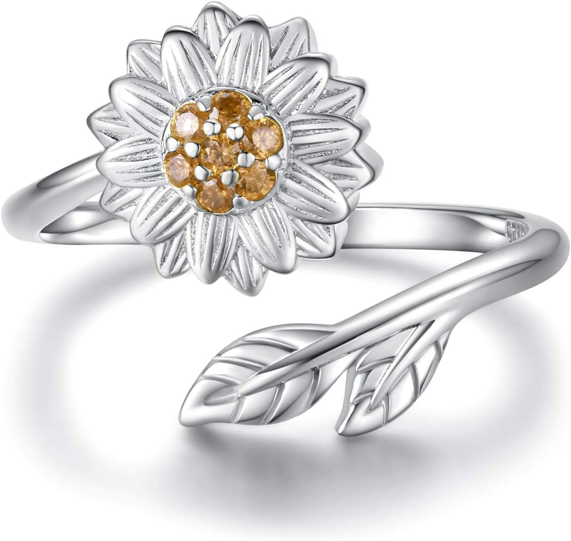 Sunflower Cremation Ring for Ashes – 925 Sterling Silver Adjustable Cremation Ur
