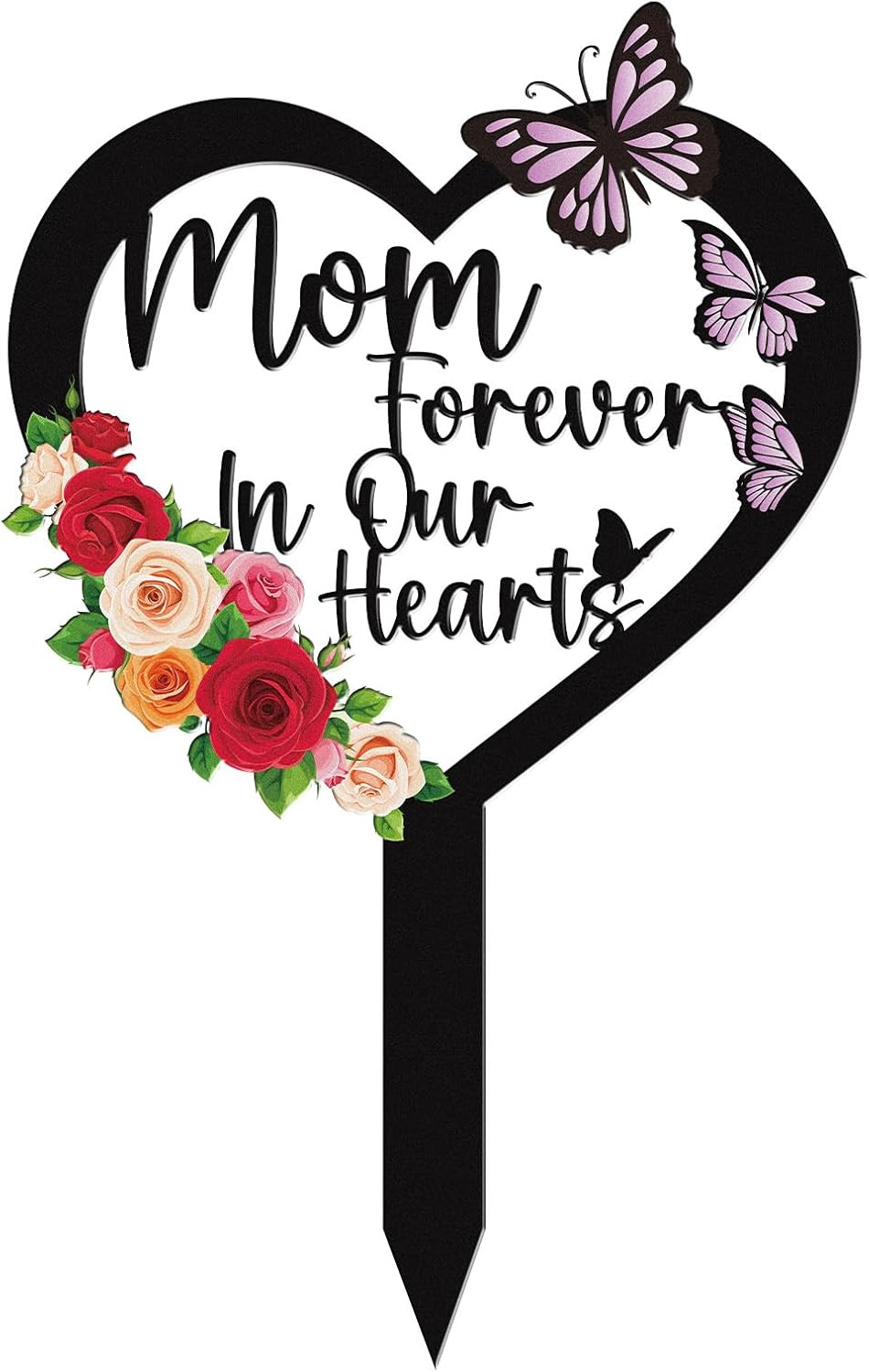 Mom Grave Decorations for Cemetery, Mom Forever in Our Hearts Sympathy Memorial