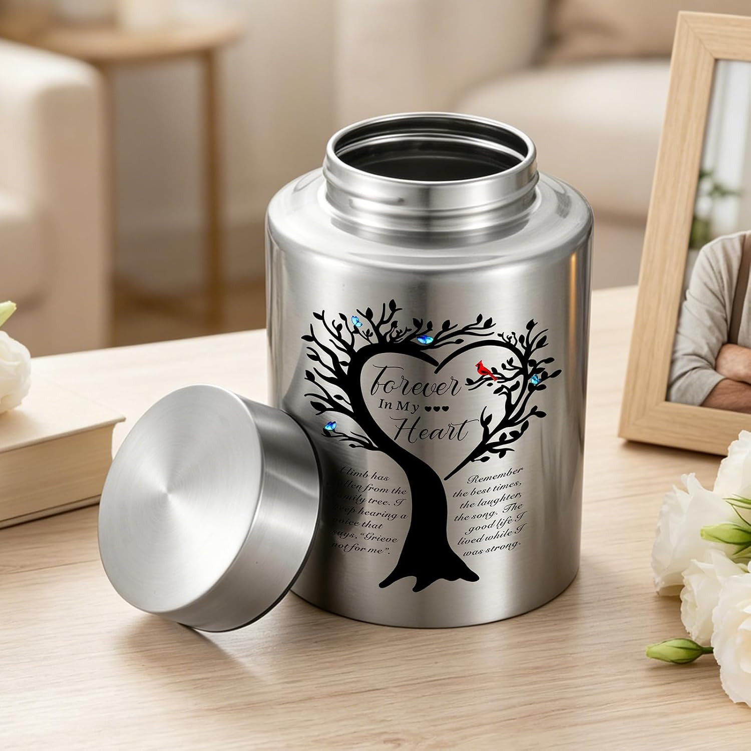 Small Urns for Human Ashes Tree of Life Urn 5.9 Inches Stainless Steel Urn Decor