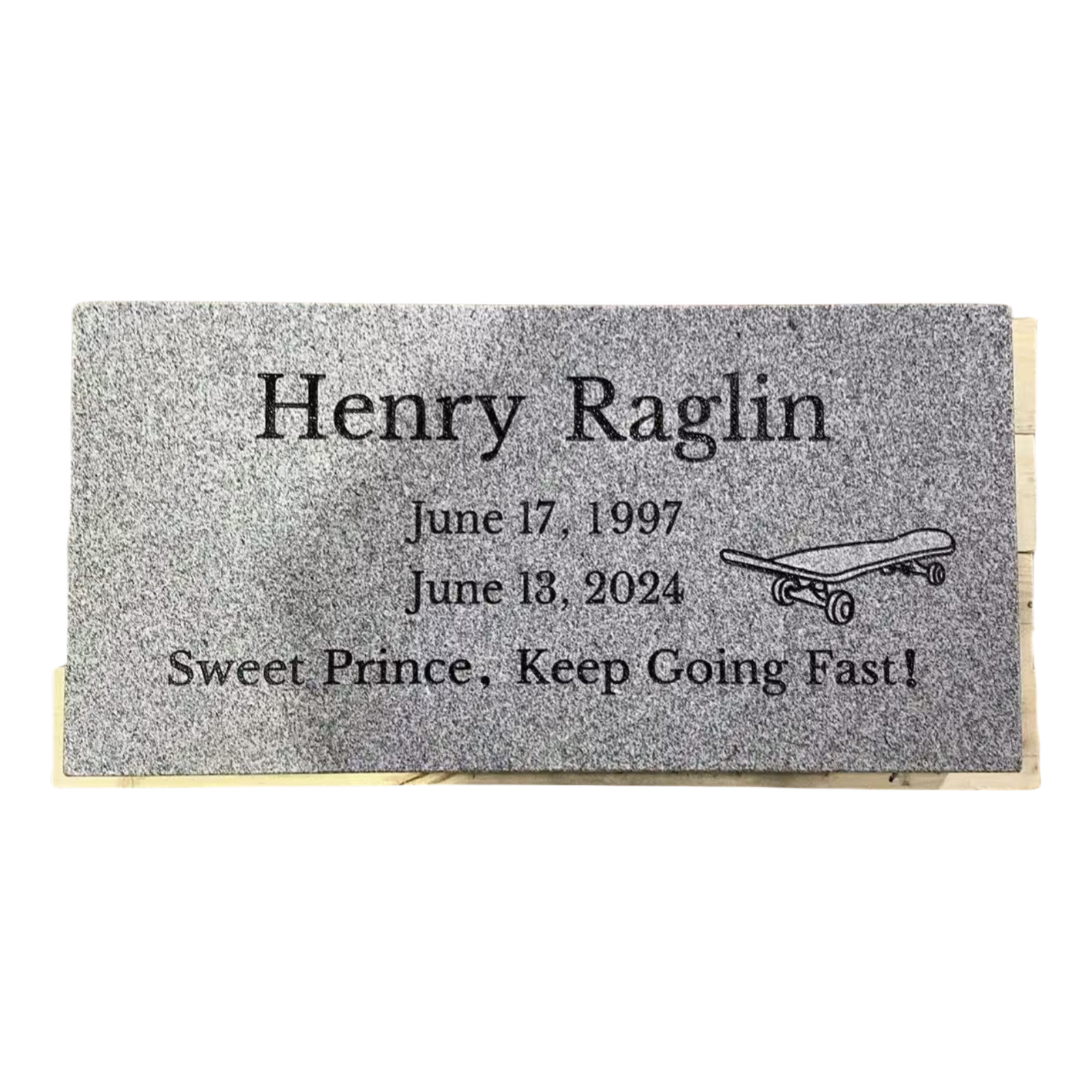 Headstone -cemetery flat marker 24x12x4″ includes engraving- Grey Granite