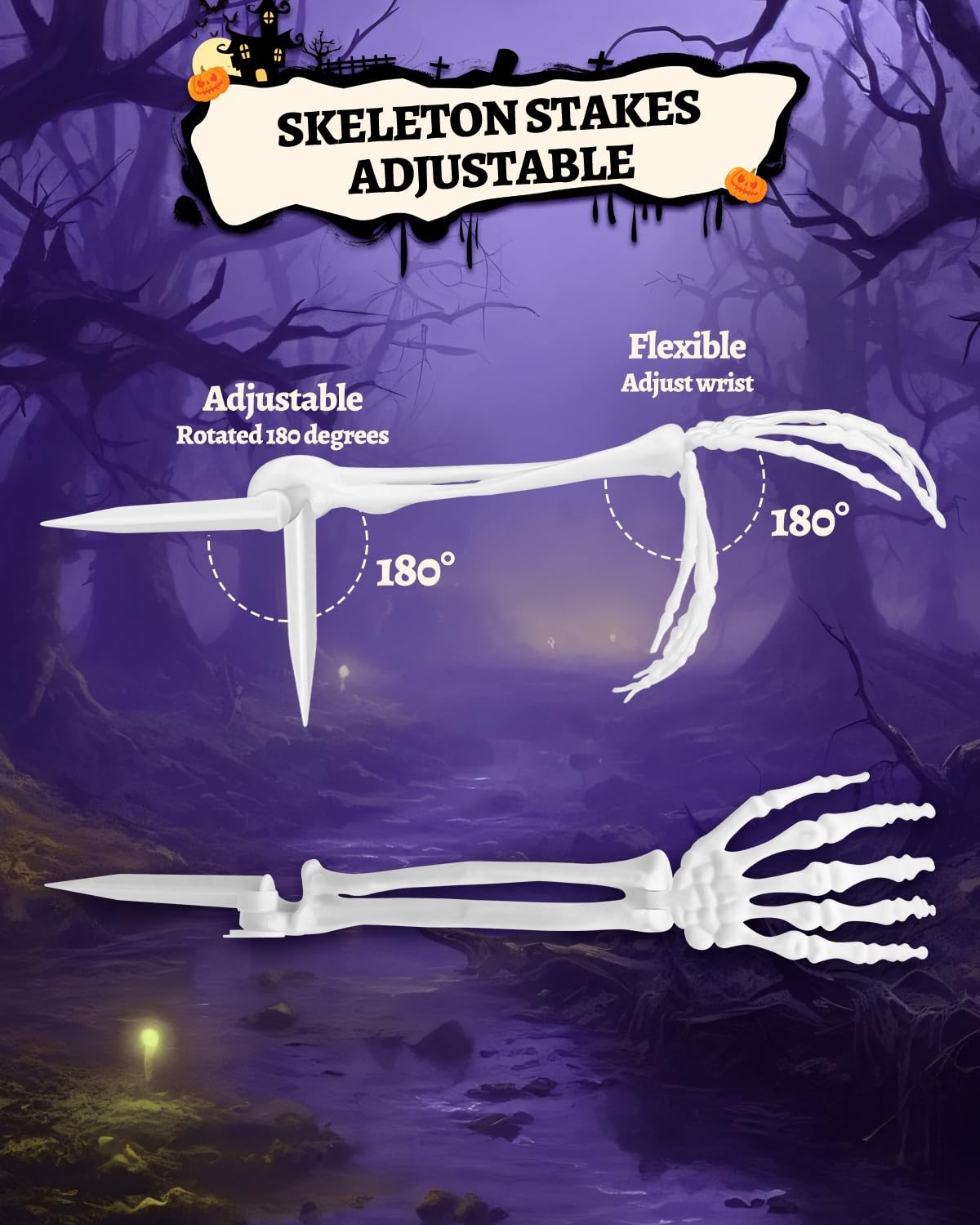 10 PCS Halloween Skeleton Hands Decoration, Skeleton Arms with Lawn Stakes, S…