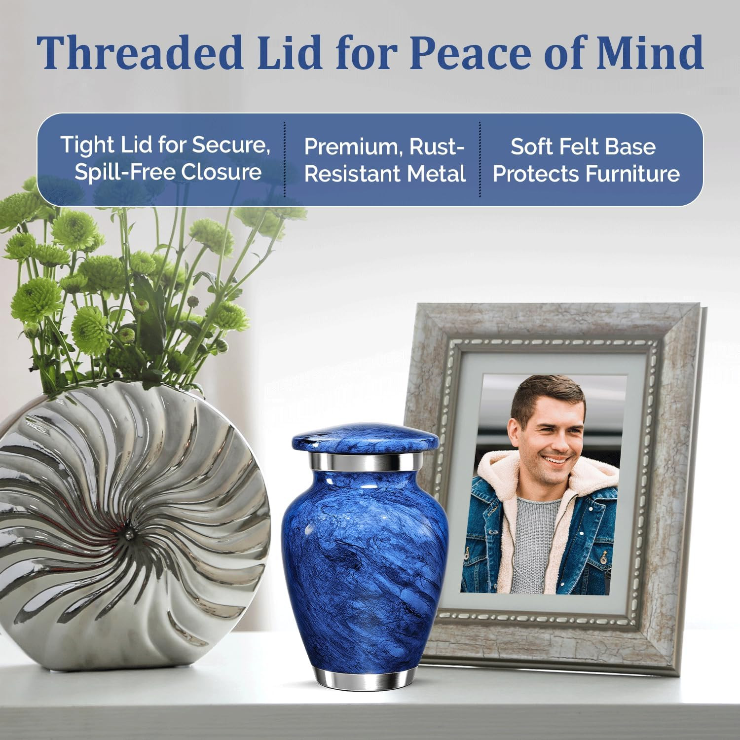 Marble Urn for Ashes Adult Male & Female – Handcrafted Cremation Urns for Human