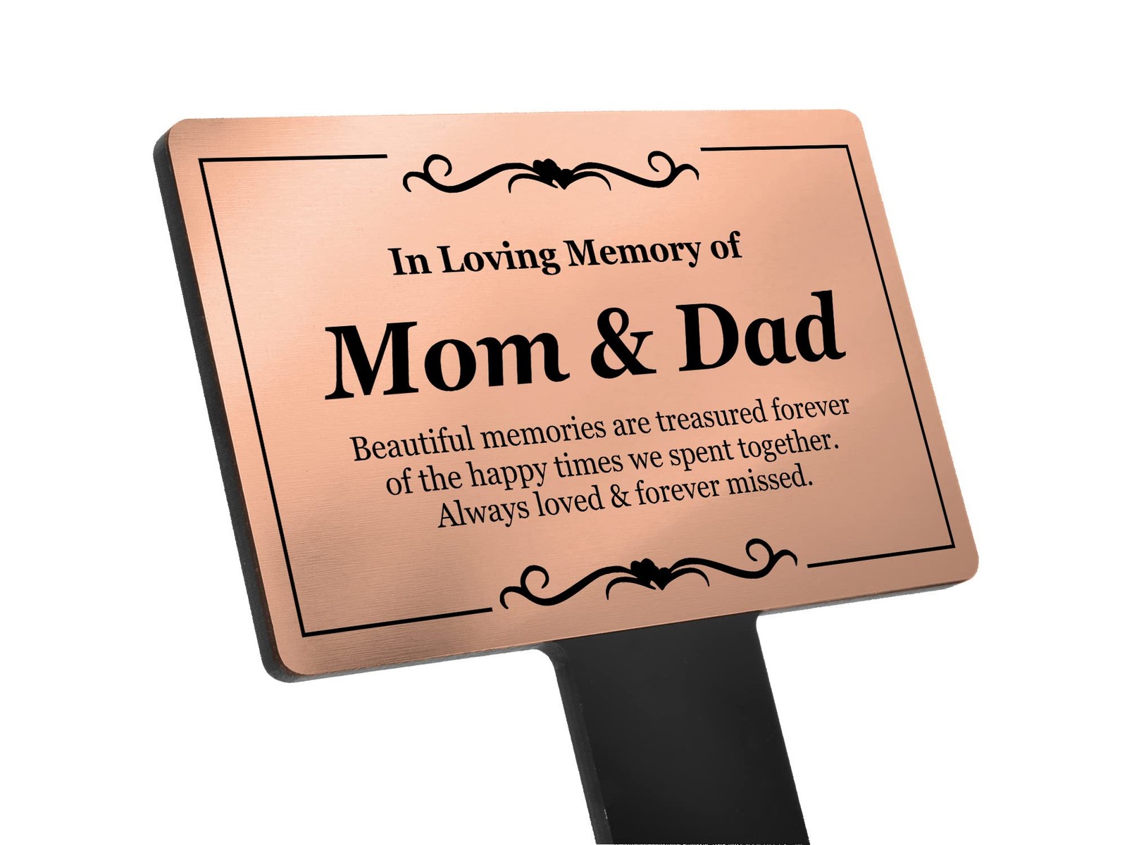 Mom & Dad Memorial Remembrance Plaque Stake – Copper and Black Acrylic, Water…