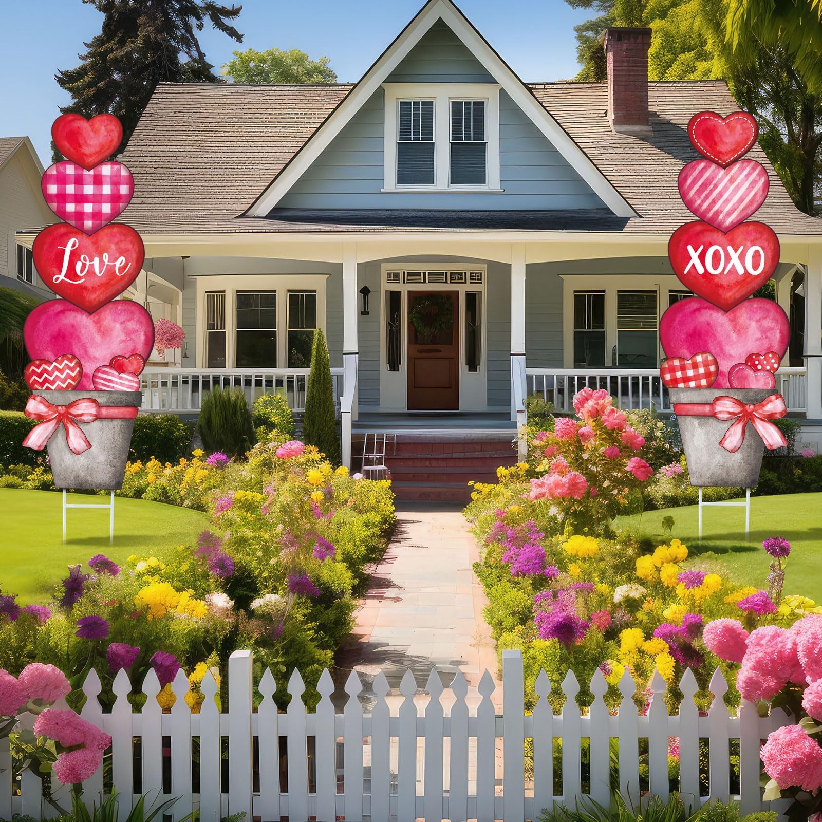 Valentine’s Outdoor Yard Signs Large Metal Heart Decor for Lawn & Garden