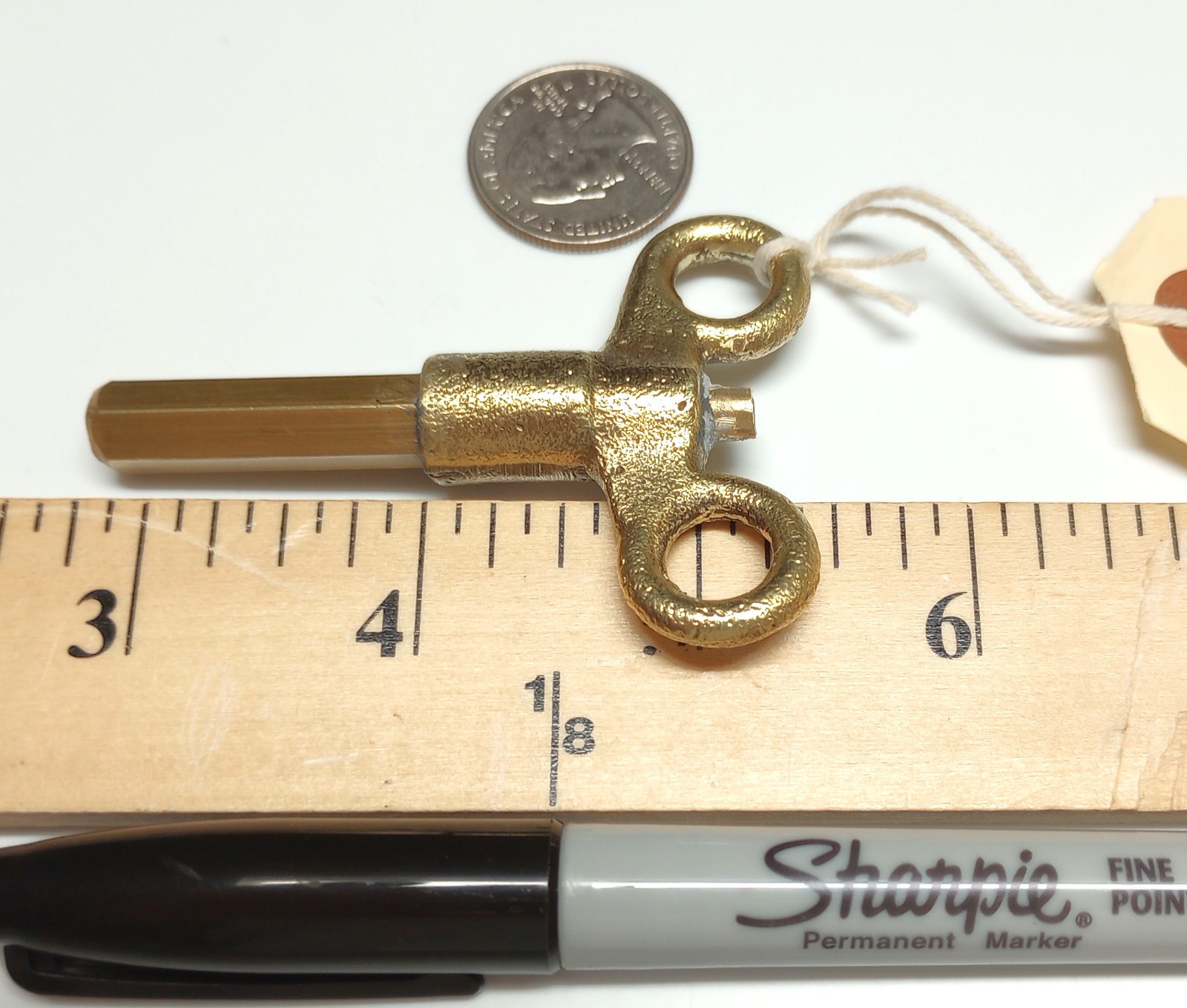 Yellow Brass Pocket Casket Key / Coffin Key